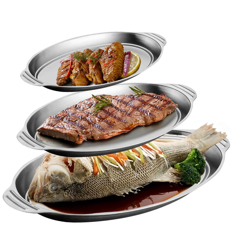 Travertine Tray Oval - 3pcs/6pcs Stainless Steel Serving Tray Large