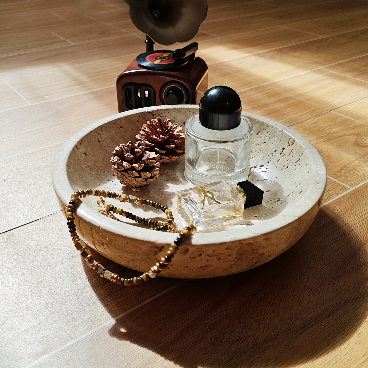 Travertine Tray Oval - European Luxury Geometric Round Travertine Marble