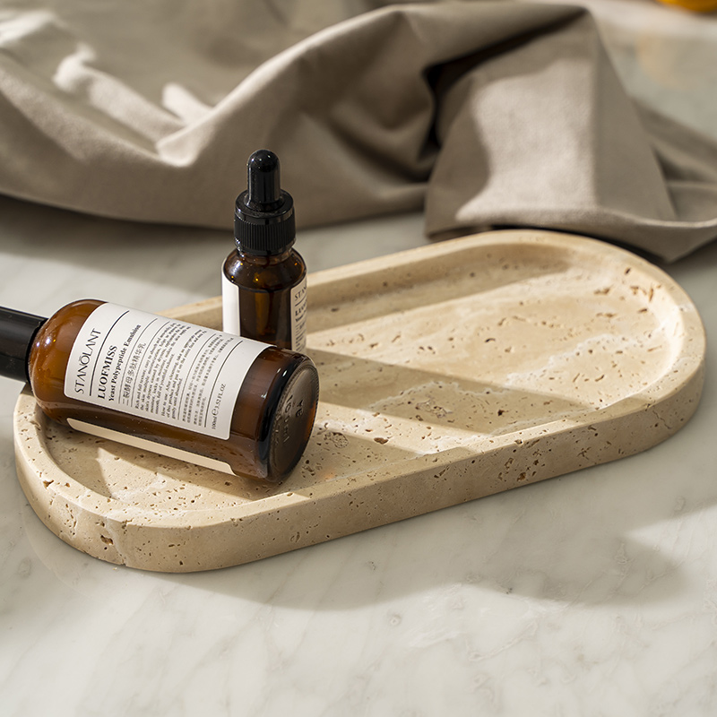 Travertine Stone Tray for Bath - Travertine Tray Oval のレビューと価格