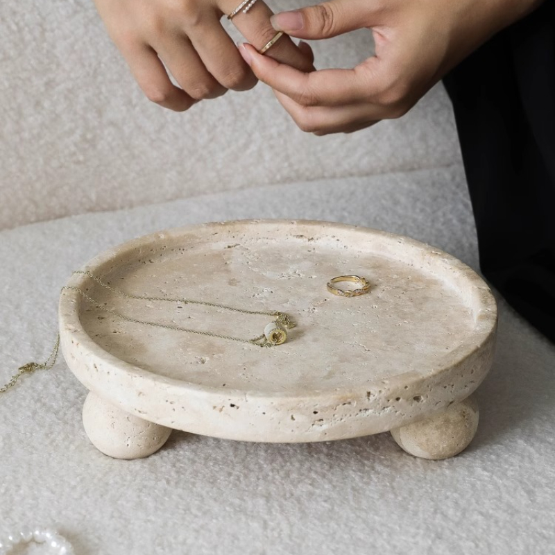 Retro Natural Marble Tray Deco - Travertine Tray Oval のレビューと価格