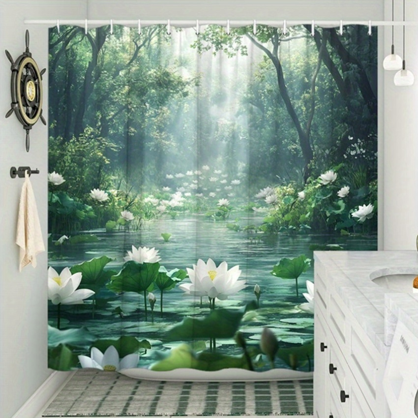 Lotus Forest Shower Curtain Po - Interior Design Zen Style のレビューと価格