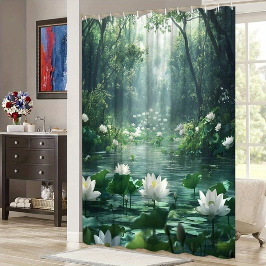 Lotus Forest Shower Curtain Po - Interior Design Zen Style のレビューと価格