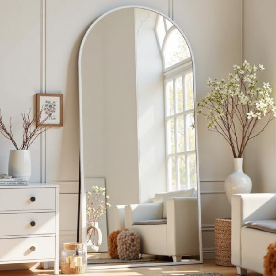 Arched White Full Length Mirro - Arch Mirror Leaning のレビューと価格