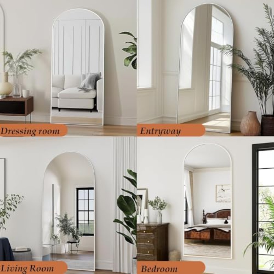 Arched White Full Length Mirro - Arch Mirror Leaning のレビューと価格