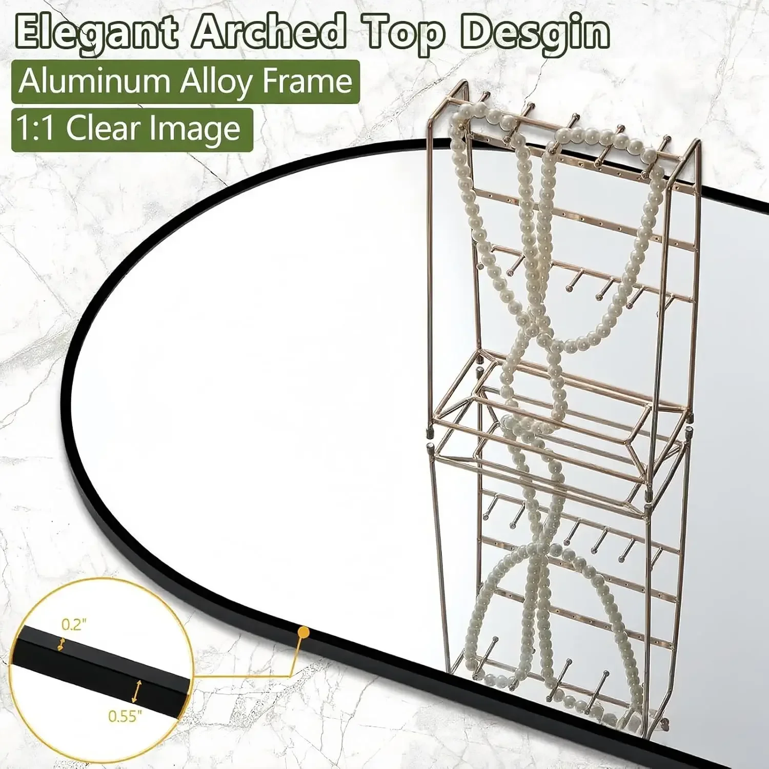 Arched Full Length Floor Mirro - Arch Mirror Leaning のレビューと価格