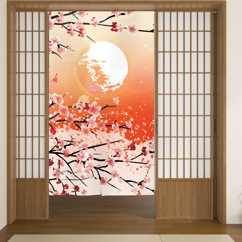 Japanese Door Curtain Cherry B - Interior Design Zen Style のレビューと価格