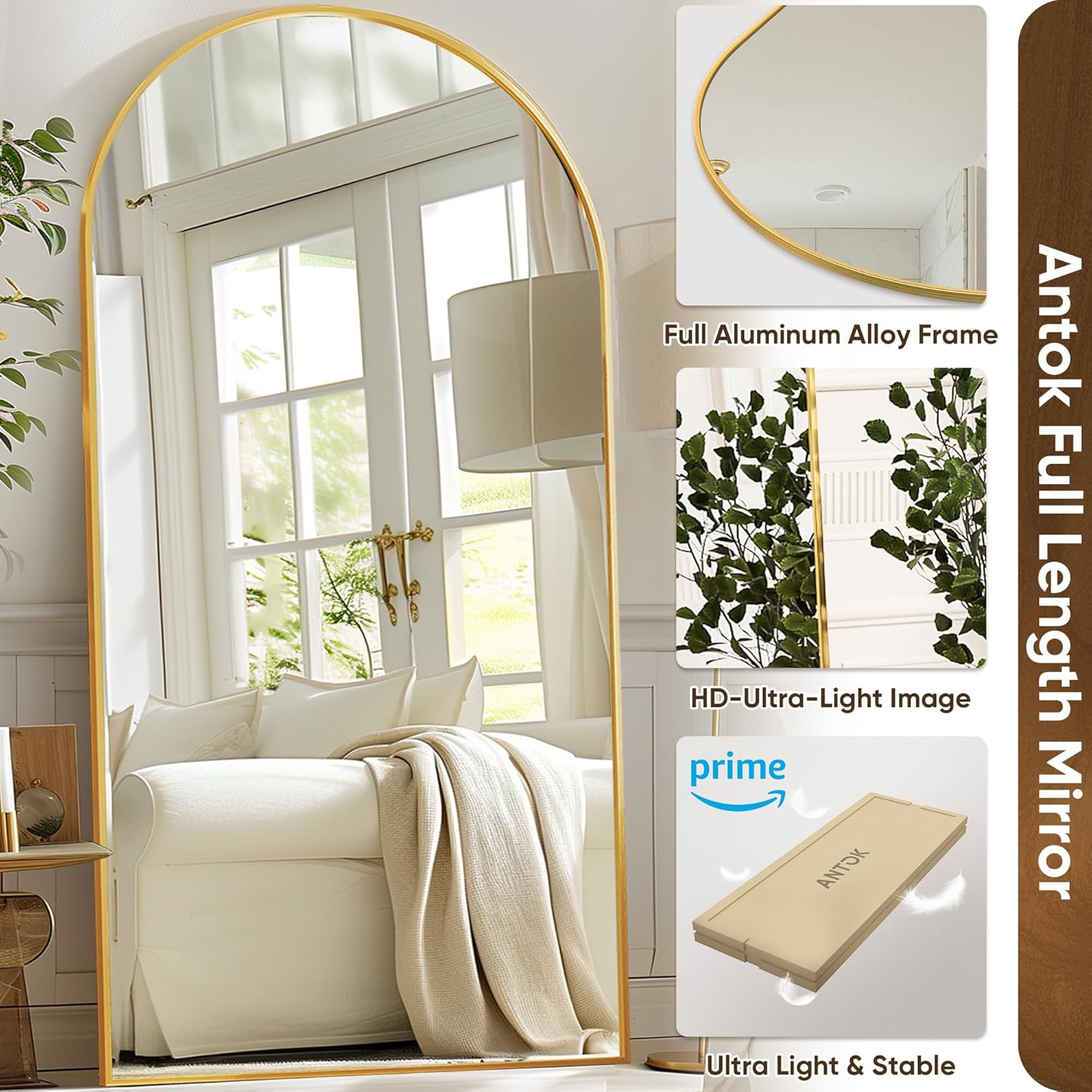 Oversized Full Length Mirror w - Arch Mirror Leaning のレビューと価格