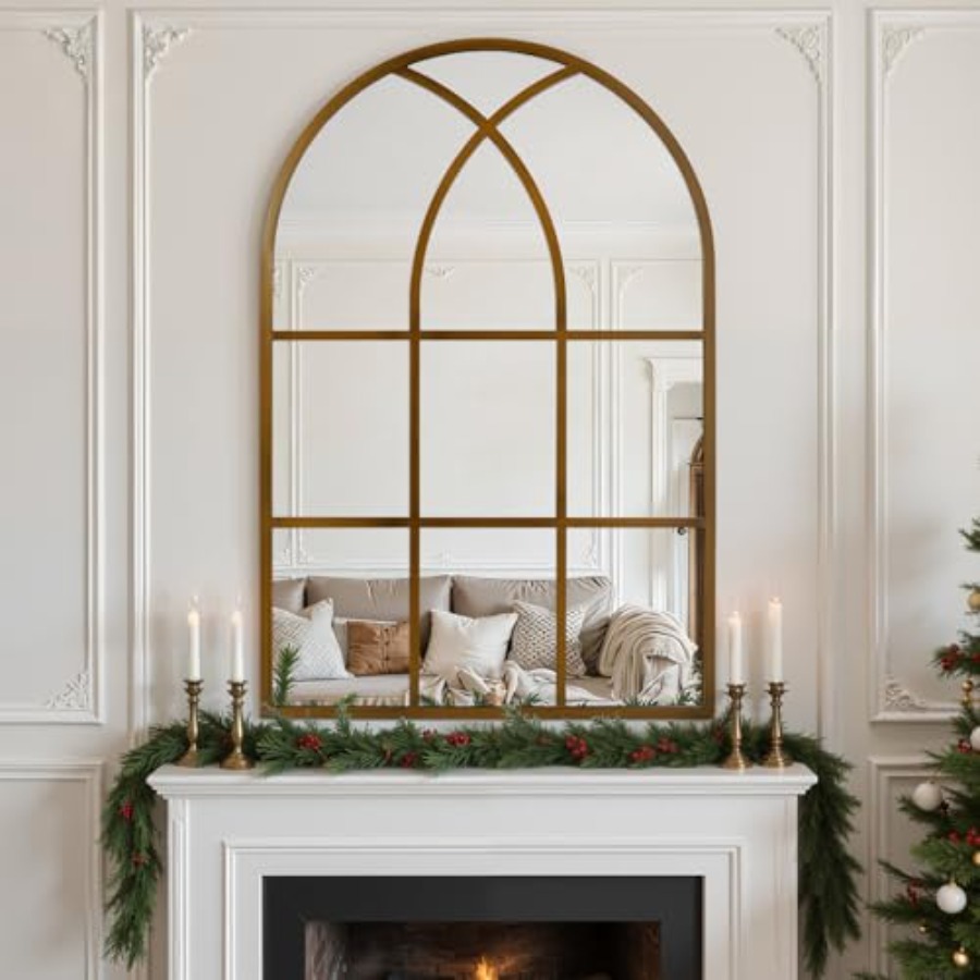 Arched Window Pane Wall Mirror - Arch Mirror Leaning のレビューと価格