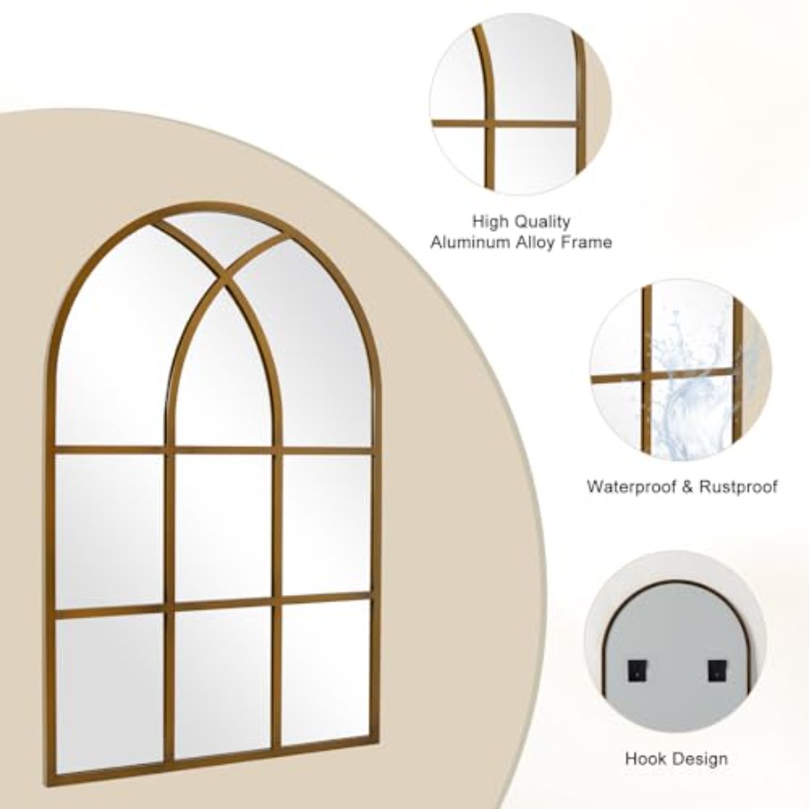 Arched Window Pane Wall Mirror - Arch Mirror Leaning のレビューと価格