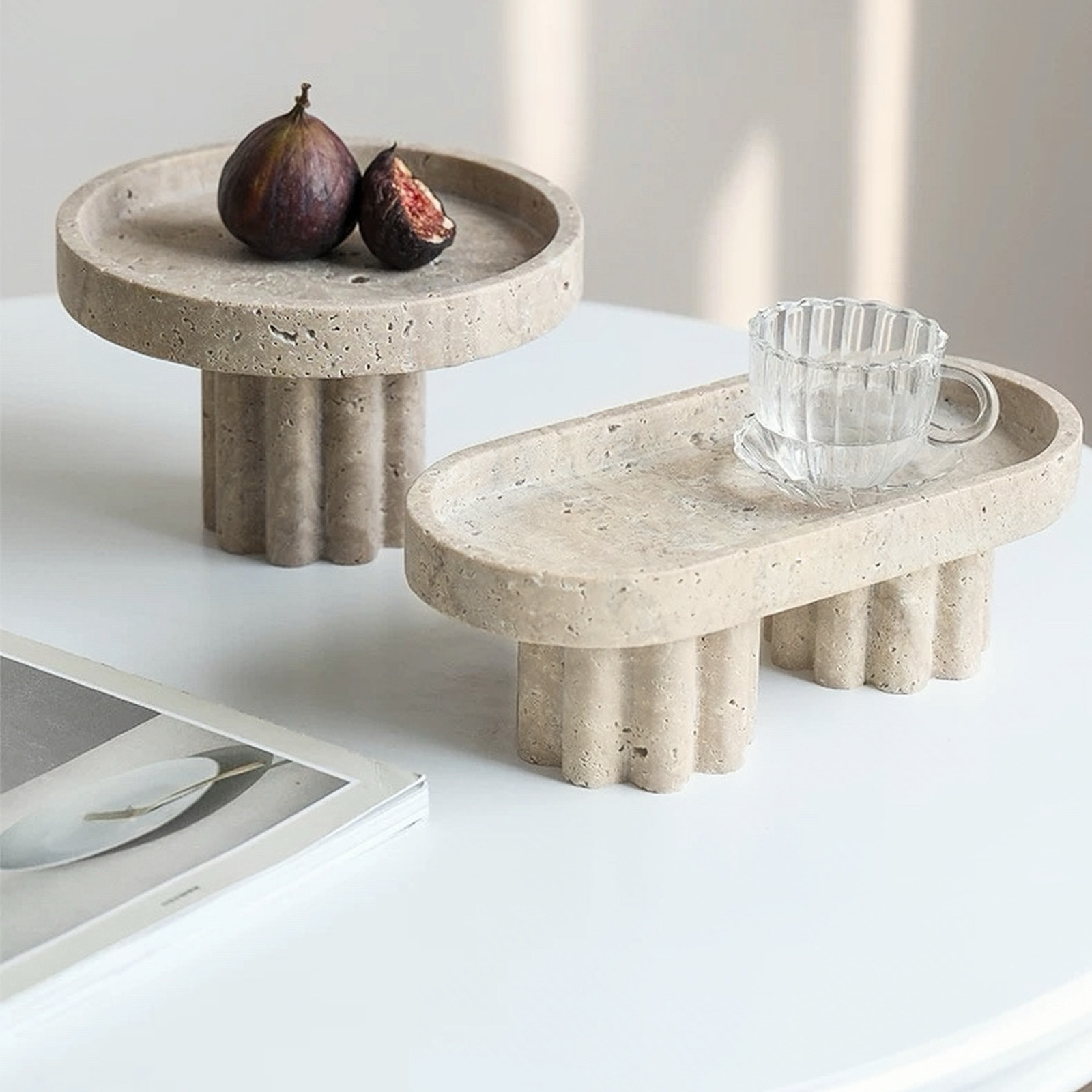 Natural travertine oval tray,  - Travertine Tray Oval のレビューと価格