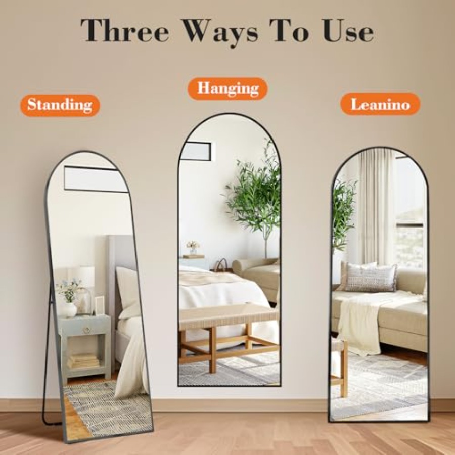 Black Arched Full Length Mirro - Arch Mirror Leaning のレビューと価格