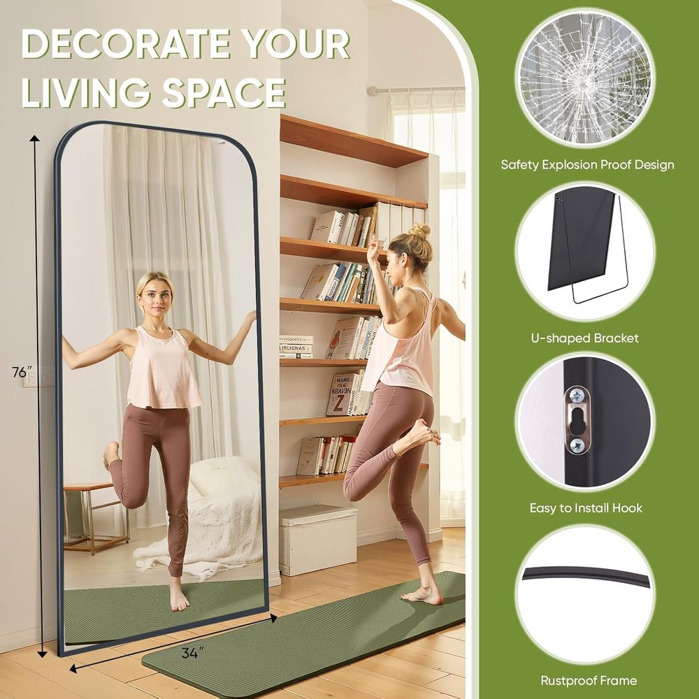 ull Length Mirror with Stand 7 - Arch Mirror Leaning のレビューと価格